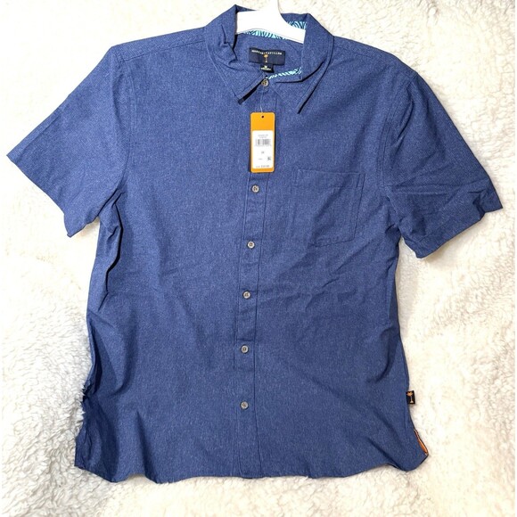 Margaritaville Casual Button Down Collard Men's Shirt Twilight Blue Beach Size M - Picture 2 of 4